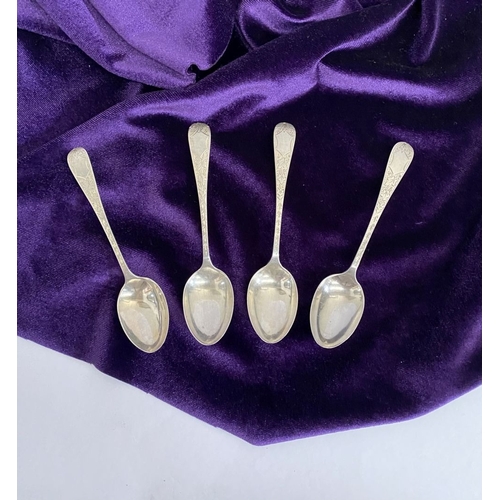 125 - AN ATTRACTIVE SET OF FOUR GEORGE V SILVER TEASPOONS, by Harrison Brothers & Howson (Henry Harrison),... 