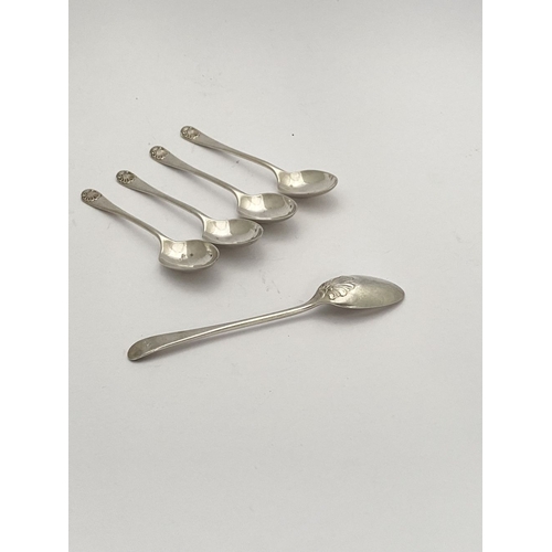 126 - A SET OF FIVE GEORGE V SILVER TEASPOONS, by Thomas Bradbury & Sons, Arundel Street, Sheffield c.1893... 