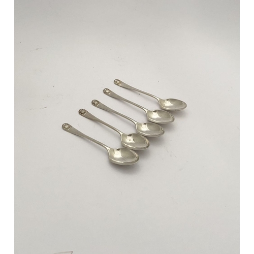 126 - A SET OF FIVE GEORGE V SILVER TEASPOONS, by Thomas Bradbury & Sons, Arundel Street, Sheffield c.1893... 