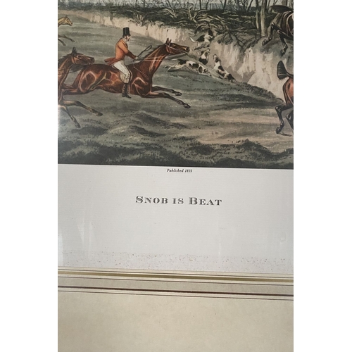 127 - AFTER FREDERICK CHRISTIAN LEWIS (British, 1779-1856), ‘SNOB IS BEAT’ & ‘TALLO-HO! AND AWAY’, coloure... 