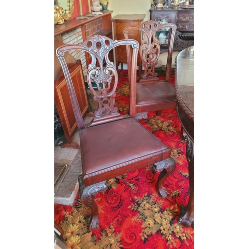 139 - A VERY GOOD SET OF SIX IRISH CHIPPENDALE STYLE 19TH CENTURY MAHOGANY DINING ROOM CHAIRS, each of the... 