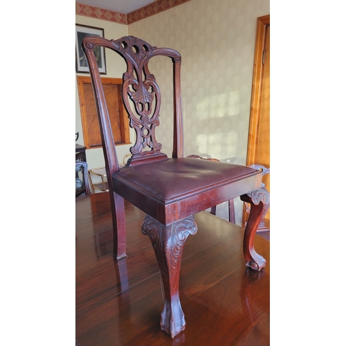 139 - A VERY GOOD SET OF SIX IRISH CHIPPENDALE STYLE 19TH CENTURY MAHOGANY DINING ROOM CHAIRS, each of the... 