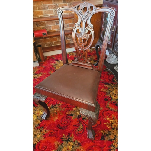 139 - A VERY GOOD SET OF SIX IRISH CHIPPENDALE STYLE 19TH CENTURY MAHOGANY DINING ROOM CHAIRS, each of the... 