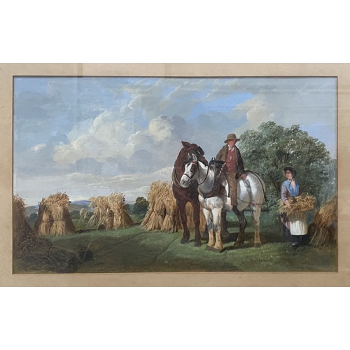 14 - HENRY CHARLES WOOLLETT (British, circa 1826-1893), Bringing in the hay, oil on board, signed and dat... 