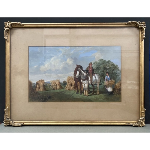 14 - HENRY CHARLES WOOLLETT (British, circa 1826-1893), Bringing in the hay, oil on board, signed and dat... 