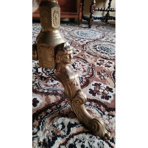 141 - A VINTAGE RARE ONYX TOPPED BRASS COFFEE TABLE, the oval shaped table has single piece of mottled gre... 