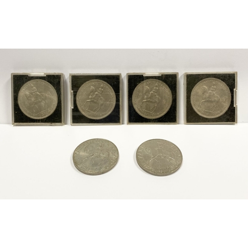 163 - SIX 1977 QUEEN ELIZABETH II SILVER JUBILEE COINS, four in protective cases. Condition as photographe... 