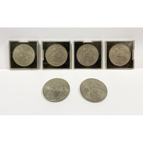 163 - SIX 1977 QUEEN ELIZABETH II SILVER JUBILEE COINS, four in protective cases. Condition as photographe... 