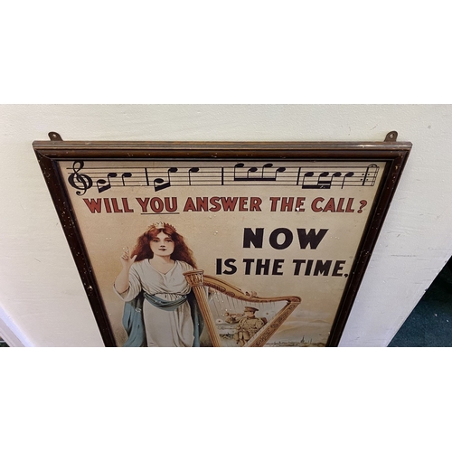 168 - A FRAMED REPRODUCTION IRISH WWI RECRUITMENT POSTER, reading ‘Will you answer the call? Now is the ti... 