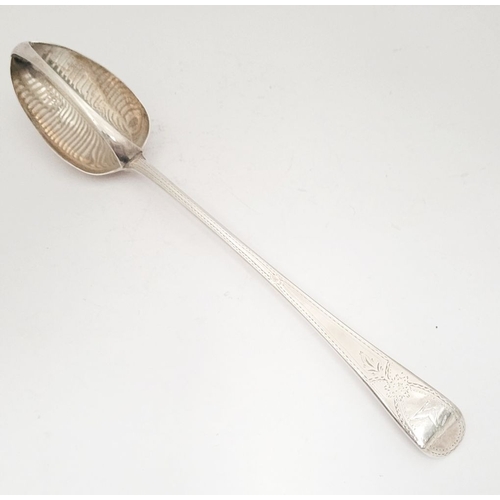 18 - A VERY FINE GEORGE III SILVER STRAINER SPOON, London, date letter for 1792, and maker’s mark for Geo... 