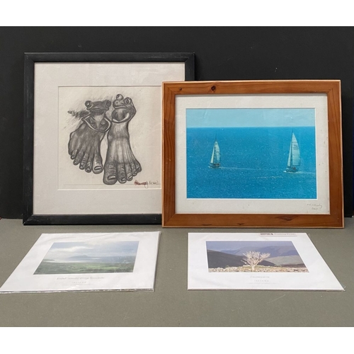 216 - A MIXED LOT TO INCLUDE (i) a framed print, signed in pencil lower right M. Murphy and dated 2007, (i... 