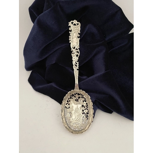 3 - AN ATTRACTIVE PAIR OF VICTORIAN SILVER BERRY SPOONS, Hallmarked Atkin Brothers, Truro Works, Matilda... 