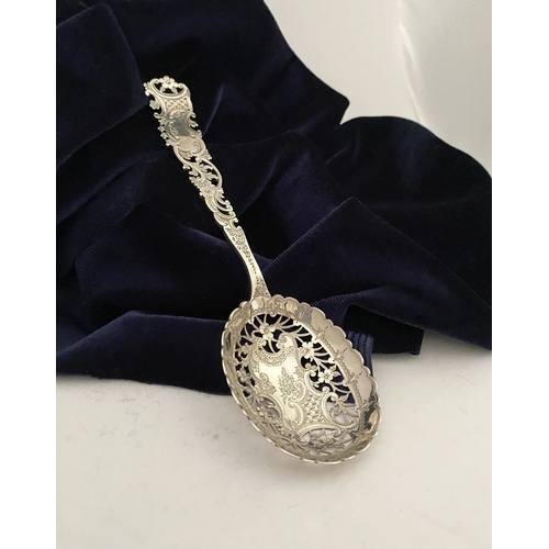 3 - AN ATTRACTIVE PAIR OF VICTORIAN SILVER BERRY SPOONS, Hallmarked Atkin Brothers, Truro Works, Matilda... 