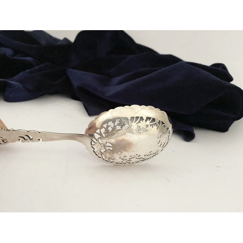 3 - AN ATTRACTIVE PAIR OF VICTORIAN SILVER BERRY SPOONS, Hallmarked Atkin Brothers, Truro Works, Matilda... 