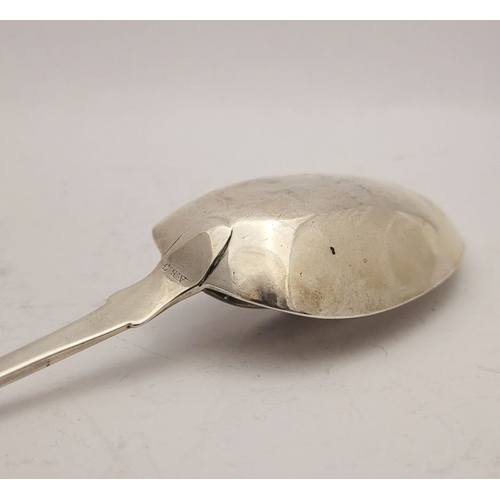 33 - A VERY GOOD IRISH GEORGE III SILVER STRAINER SPOON, with maker’s mark of John Shields. Circa 1802. E... 