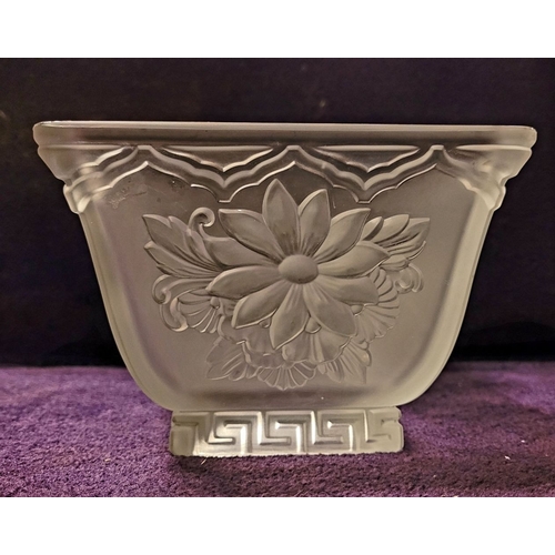 51 - A VERY GOOD VINTAGE FRENCH VERLYS FROSTED CHRYSANTHEMUM BOWL, the moulded piece is decorated with be... 