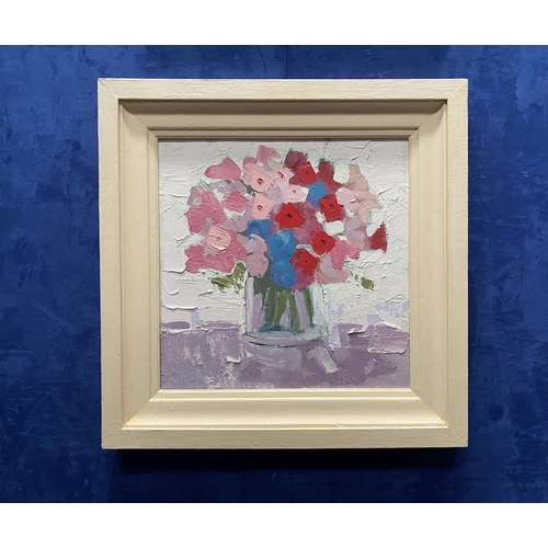 52 - MARTIN STONE (Irish, 20th Century), 'SUMMER FLOWERS', oil on canvas, signed lower left, signed and d... 