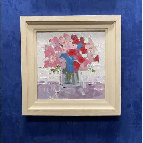 52 - MARTIN STONE (Irish, 20th Century), 'SUMMER FLOWERS', oil on canvas, signed lower left, signed and d... 