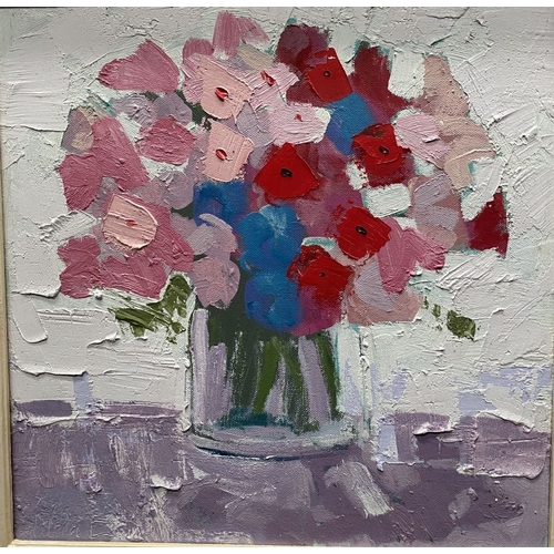 52 - MARTIN STONE (Irish, 20th Century), 'SUMMER FLOWERS', oil on canvas, signed lower left, signed and d... 