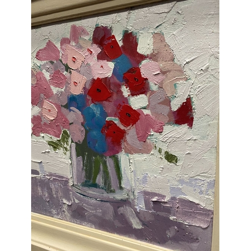 52 - MARTIN STONE (Irish, 20th Century), 'SUMMER FLOWERS', oil on canvas, signed lower left, signed and d... 