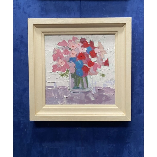 52 - MARTIN STONE (Irish, 20th Century), 'SUMMER FLOWERS', oil on canvas, signed lower left, signed and d... 