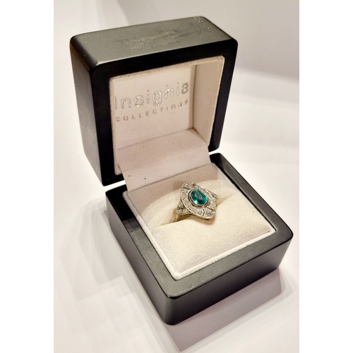 6 - A FANTASTIC ART DECO EMERALD & DIAMOND RING IN PLATINUM, with approximately 1.0ct of diamond & .75ct... 