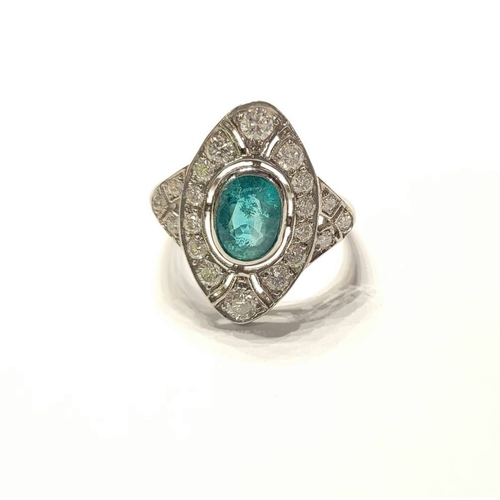 6 - A FANTASTIC ART DECO EMERALD & DIAMOND RING IN PLATINUM, with approximately 1.0ct of diamond & .75ct... 