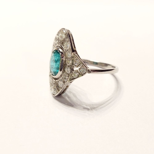 6 - A FANTASTIC ART DECO EMERALD & DIAMOND RING IN PLATINUM, with approximately 1.0ct of diamond & .75ct... 