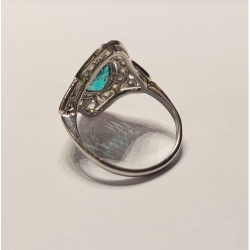 6 - A FANTASTIC ART DECO EMERALD & DIAMOND RING IN PLATINUM, with approximately 1.0ct of diamond & .75ct... 