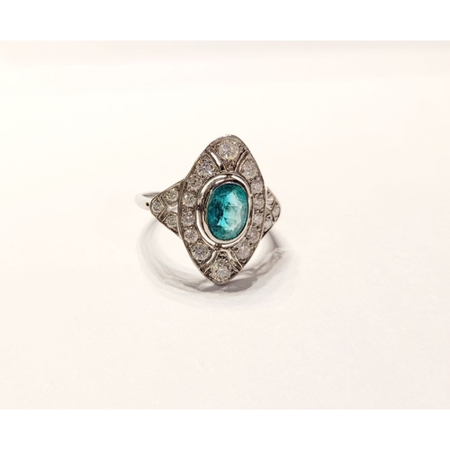 6 - A FANTASTIC ART DECO EMERALD & DIAMOND RING IN PLATINUM, with approximately 1.0ct of diamond & .75ct... 