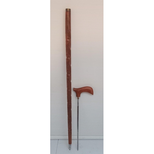 66 - A CARVED VINTAGE SWORDSTICK, Dimensions: 86cm long overall.