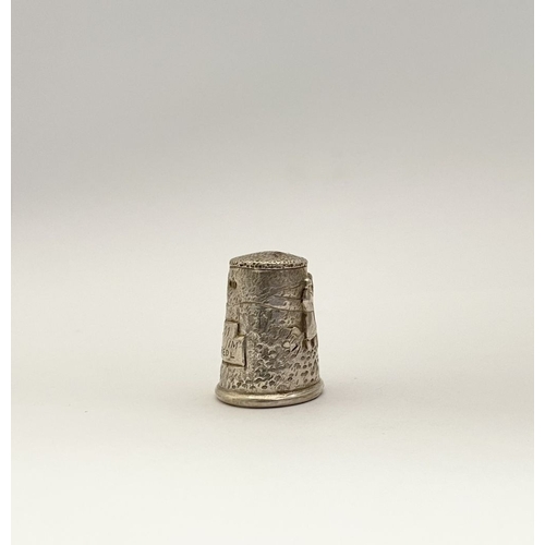 102 - A DECORATIVE SILVER EMBOSSED THIMBLE, Hallmarked GJD, London c.1992. This thimble is a later reissue... 