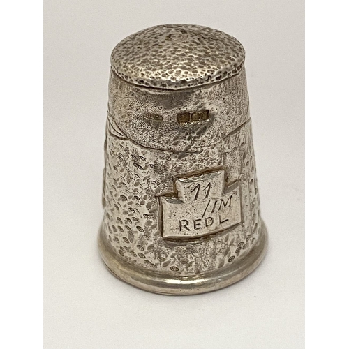 102 - A DECORATIVE SILVER EMBOSSED THIMBLE, Hallmarked GJD, London c.1992. This thimble is a later reissue... 