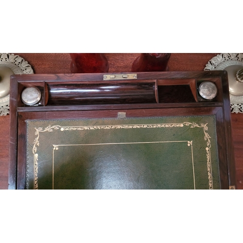 106 - AN EXCEPTIONAL 19TH CENTURY ROSEWOOD MOTHER OF PEARL INLAID WRITING SLOPE BOX, a very fine example. ... 