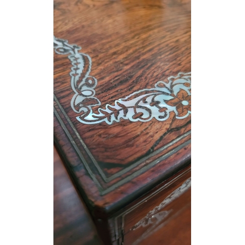 106 - AN EXCEPTIONAL 19TH CENTURY ROSEWOOD MOTHER OF PEARL INLAID WRITING SLOPE BOX, a very fine example. ... 