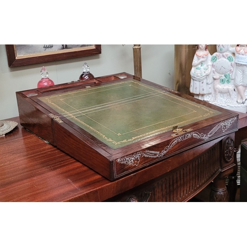 106 - AN EXCEPTIONAL 19TH CENTURY ROSEWOOD MOTHER OF PEARL INLAID WRITING SLOPE BOX, a very fine example. ... 