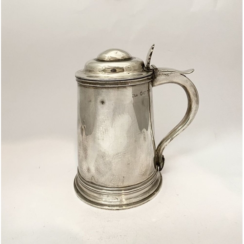 139 - A GEORGE V SILVER TANKARD, by George Unite, Caroline Street, Birmingham c.1865. the hinged domed cov... 