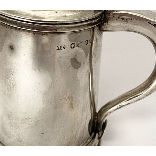 139 - A GEORGE V SILVER TANKARD, by George Unite, Caroline Street, Birmingham c.1865. the hinged domed cov... 