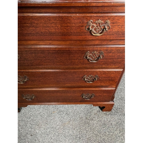 146 - A NEAT SIZED FOUR DRAWER CHEST, with brass handles, raised on bracket feet. Dimensions: 76cm x 47cm ... 