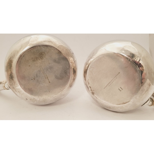 152 - A VERY FINE & GOOD QUALITY PAIR OF SILVER BREAKFAST TEAPOTS BY GOLDSMITHS & SILVERSMITHS CO. LTD, LO... 