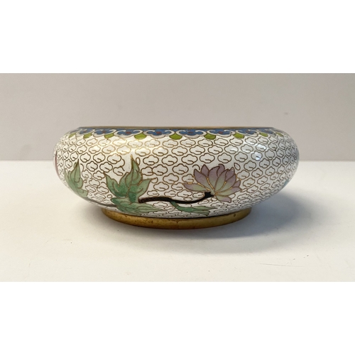 16 - AN ATTRACTIVE LARGE CHINESE CLOISONNÉ BOWL, of circular form on a short foot, decorated with Ruji he... 