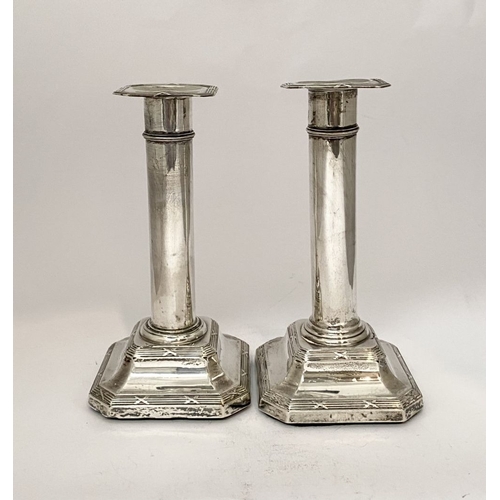 167 - A PAIR OF GEORGE V SILVER CANDLESTICKS, by James Dixon & Sons Ltd, Cornish Place, Sheffield c.1915. ... 