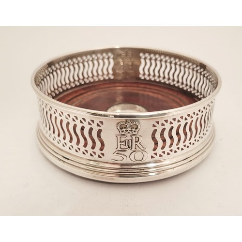 168 - TWO VERY GOOD QUALITY SILVER WINE COASTERS, both with a matching pierced raised gallery surround and... 