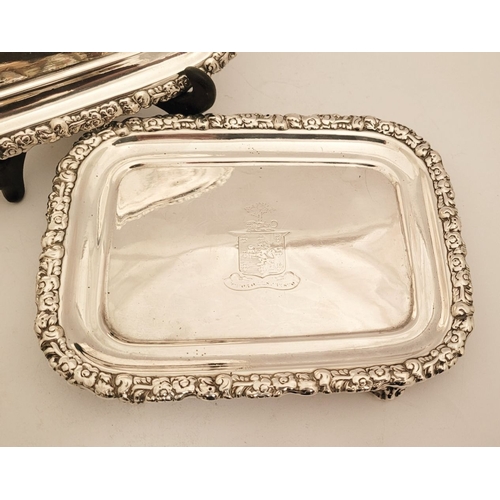 169 - AN EXCEPTIONAL PAIR OF HEAVY SILVER EARLY 19TH CENTURY SALVER DISHES, both with beautiful floral rep... 