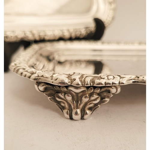 169 - AN EXCEPTIONAL PAIR OF HEAVY SILVER EARLY 19TH CENTURY SALVER DISHES, both with beautiful floral rep... 