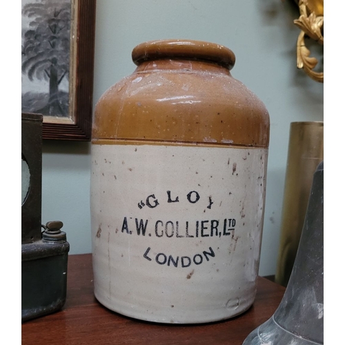 203 - AN COLLECTABLE TWO-TONED STONEWARE JAR, ‘Gloy’ A.W. Collier Ltd, London to the front. In good condit... 