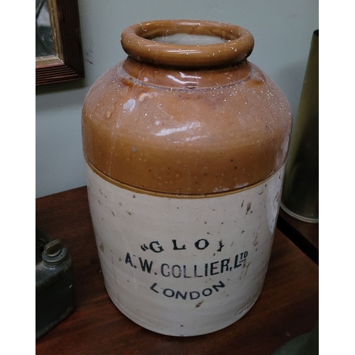 203 - AN COLLECTABLE TWO-TONED STONEWARE JAR, ‘Gloy’ A.W. Collier Ltd, London to the front. In good condit... 