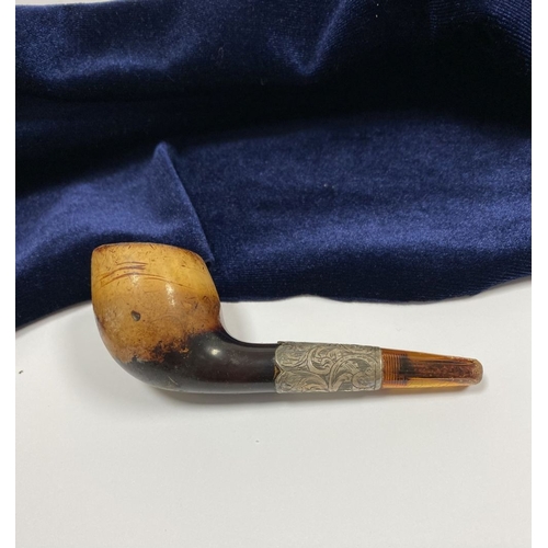 217 - A VINTAGE FRENCH CASED 9CT YELLOW GOLD CIGARETTE HOLDER & CASED AMBER PIPE, (i) amber cigarette hold... 