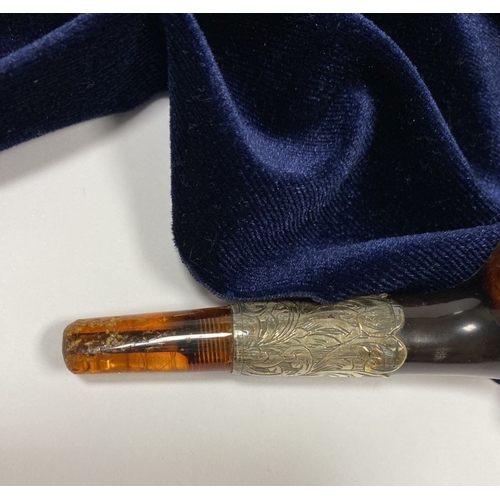 217 - A VINTAGE FRENCH CASED 9CT YELLOW GOLD CIGARETTE HOLDER & CASED AMBER PIPE, (i) amber cigarette hold... 