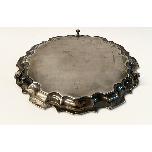 22 - A SUBSTANTIAL WORLD WAR I SILVER SALVER, the border with raised gadrooned edge, the centre engraved ... 